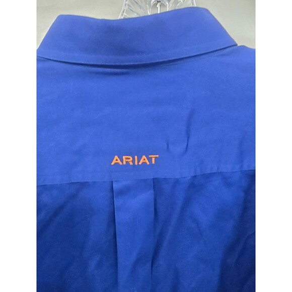 Ariat Mens Shirt L Solid Twill Blue Long Sleeve Western Rugged Comfort - Picture 6 of 8